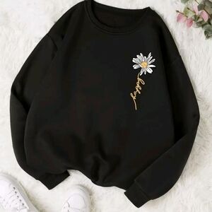 Black Floral Embroidered Women's Top